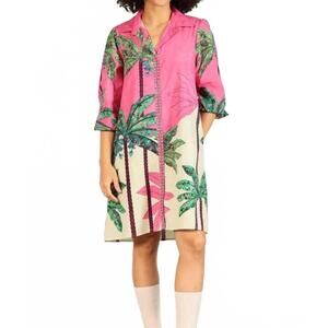 NEW MAUDE VIVANTE ava mini dress in pink tropics